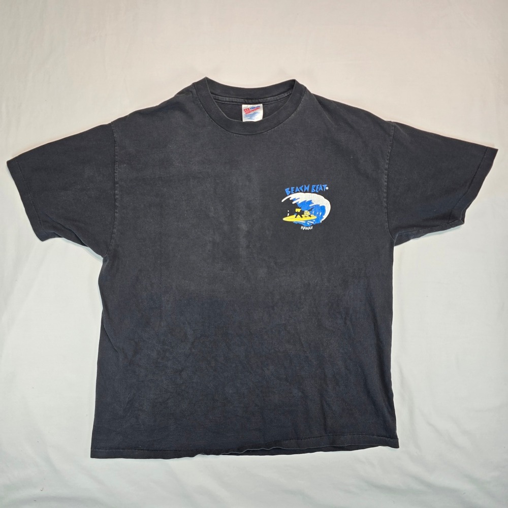 Vintage Beach Beat Hawaii T Shirt XL Black Hanes Heavyweight Snorkeling Dog 90s